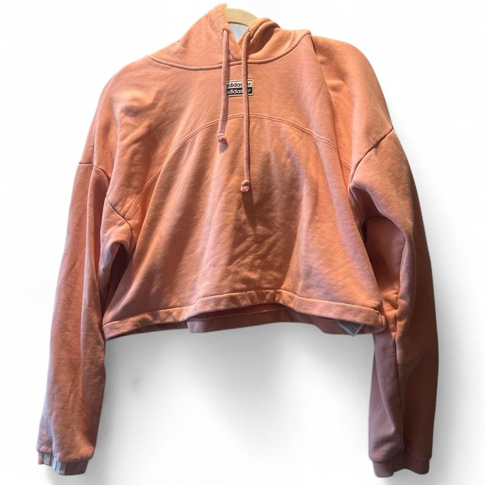 Pink Adidas cropped hoodie in a US L
